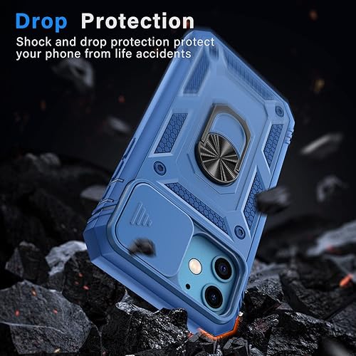 Vista 6 de Korecase Funda de protección para iPhone 12 y 12 Pro Ring Case con cubierta para lente de cámara, grado militar, resistente, de doble capa, cuerpo