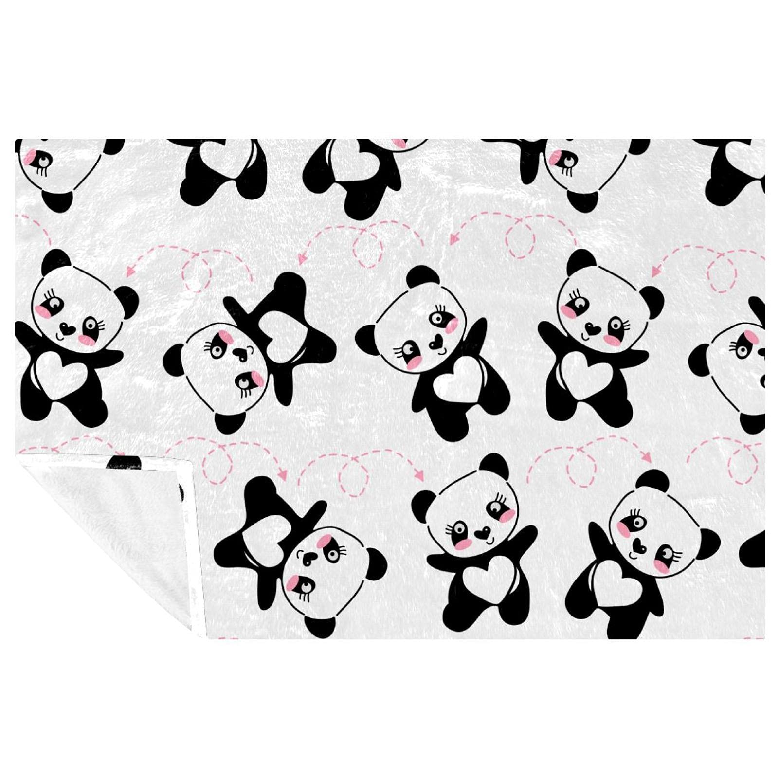 Couverture douce et chaude panda 150x100cm pour lit et canapé