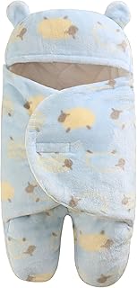 SEAUR Baby Soft Swaddle Blanket Infant Warm Fleece Plush Swaddle Cute Bear Hooded Wrap Blanket Warm Receiving Blankets for 0-6 Moths