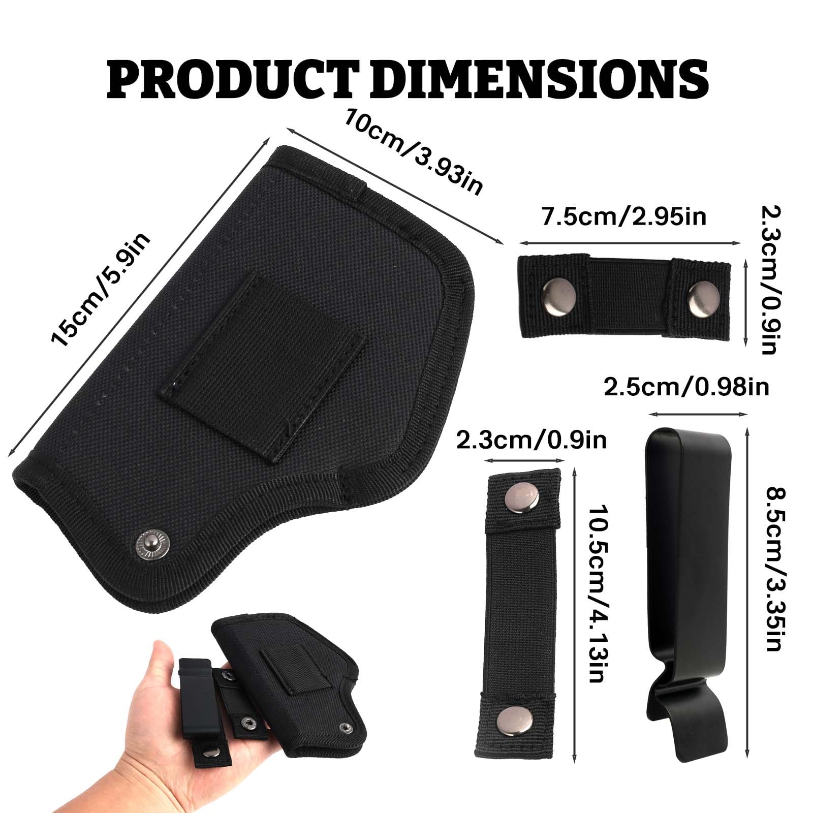 Funda Interior Compact, Funda Pistola, Táctica para Oculta al Aire Libre, Funda Táctica para Pistola Izquierda/Derecha Universal, Adecuado para la Mayoría de Las Pistolas