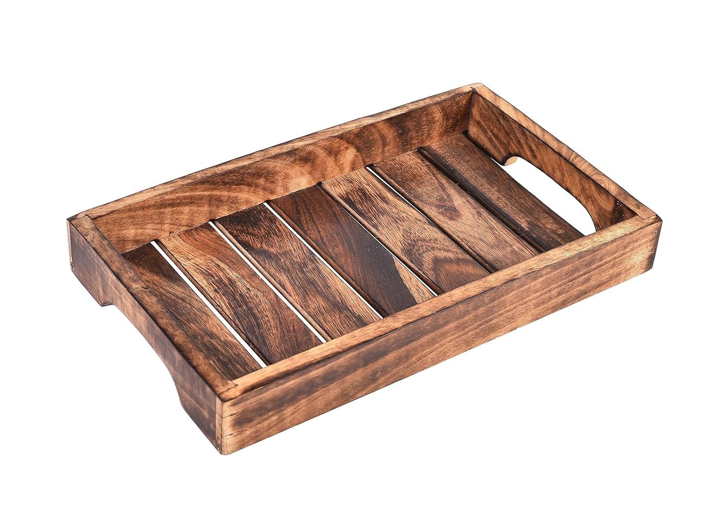 Craft Expertise Mango Wood Serving Tray – Rectangular Wooden Tray for Coffee, Tea, Drinks & Snacks – Rustic Kitchen & Dining Organizer for Living Room, Restaurant (11.5 x 7 x 1.5 Inches) 1