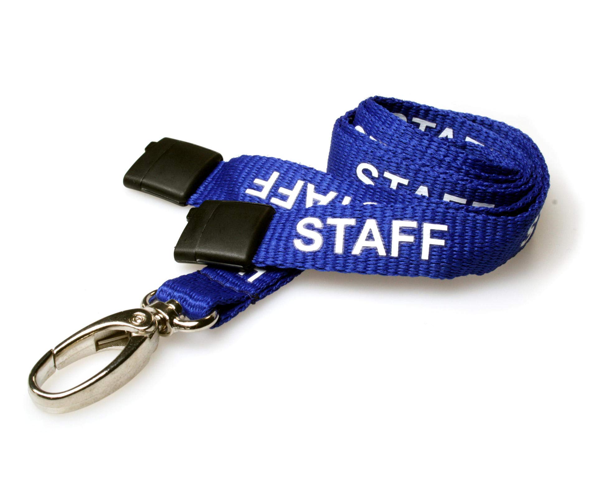 ALG ID Cards® Blue Staff Neck Lanyard with Metal Lobster Clip & Safety Breakaway (100), 15mm