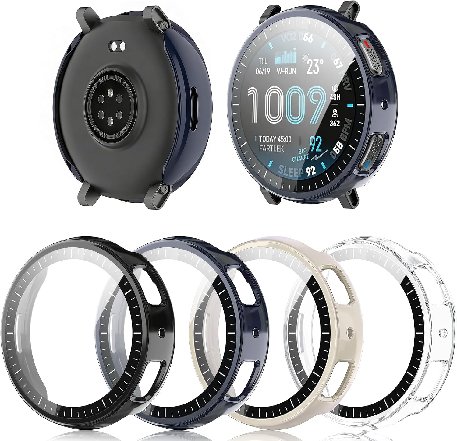 5Pack Soft Cases Compatible with Amazfit Active 2 Screen Protector Case, Ultra-Clear Screen Cover + Soft TPU Bumper Full Protective Face Cover for Amazfit Active 2 Smart Watch 44mm Band Accessories