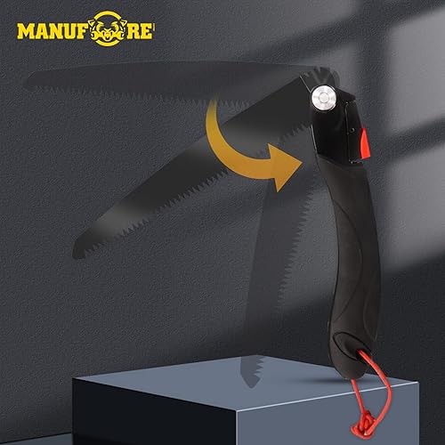 Miniatura 5 de MANUFORE Sierra plegable de 7.087 in con hoja negra, mango de agarre suave, sierra de hoja para madera, paneles de yeso y PVC
