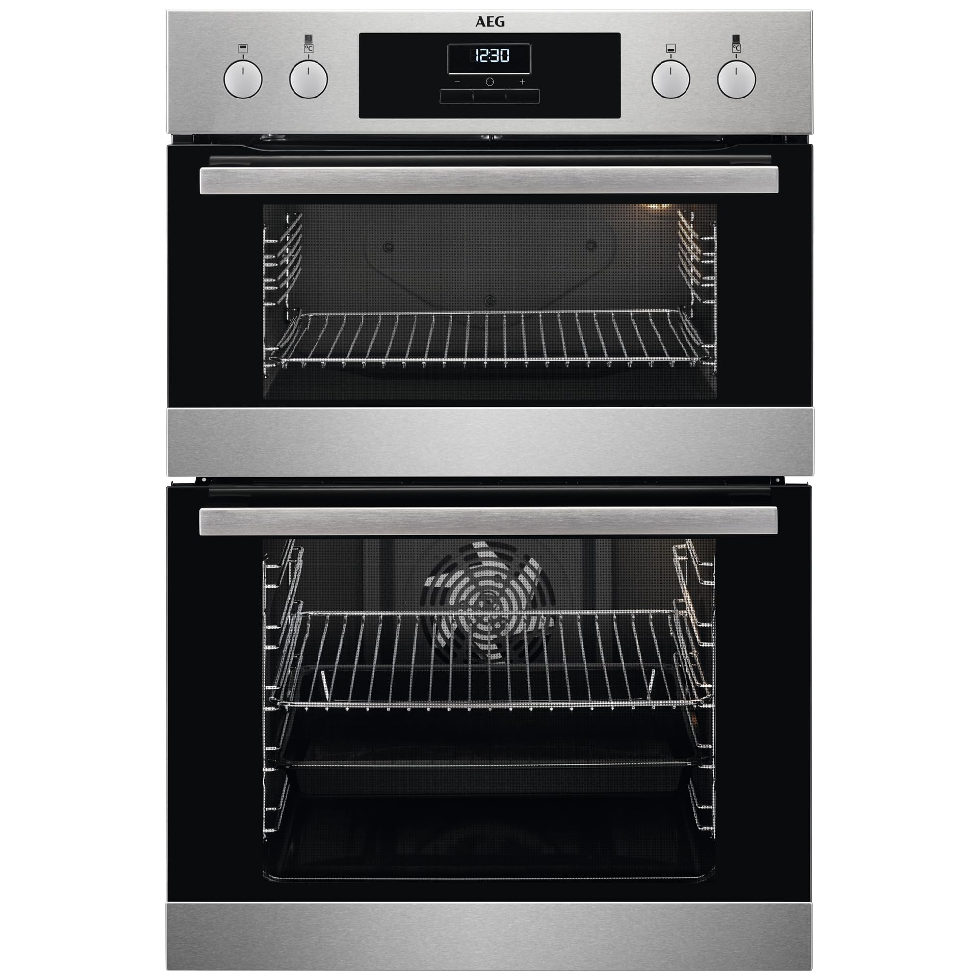 AEG 6000 SurroundCook Built In Double Oven DCB331010M, 61L Capacity, 59.4 cm, Multilevel Cooking, Grill Function, LED Display, Antifingerprint Coating, Stainless Steel