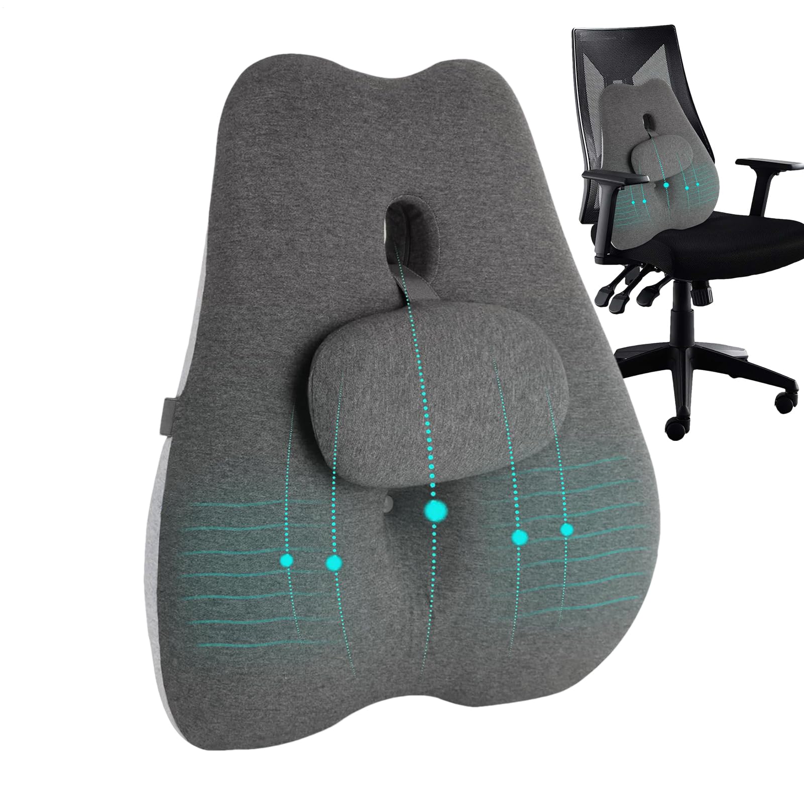 Coussin lombaire pour soulager le bas du dos avec support ergonomique de chaise réglable