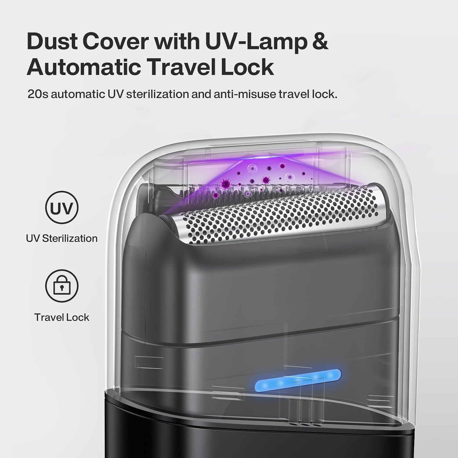 Electric Razor for Men, Protable Foil Shaver with Double Floating Blade & UV Lamp, IPX7 Electric Shavers for Men, Cordless Razor with Auto Travel Lock, USB-C Rechargeable Trimmer with Wet & Dry