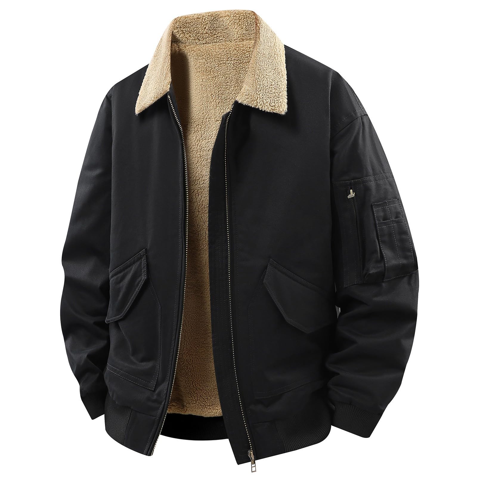 Veste Polaire Homme Travail - Veste épaisse pour l'hiver, Manteau Chaud doublé Polaire avec Isolation Thermique épaisse, vêtements d'extérieur pour Temps Froid