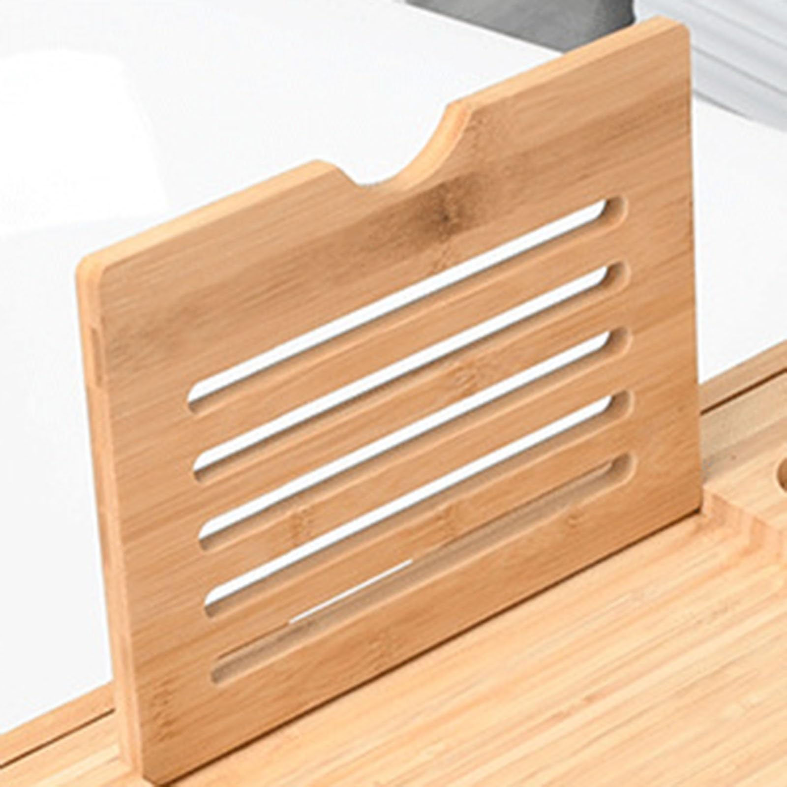 Bandeja de bañera de madera expandible con estante de lectura y soporte para tableta, estante de almacenamiento de baño para relajación y organización