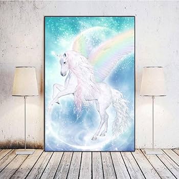 Amazon｜レインボーペガサスユニコーンポスターキャンバス絵画美しい