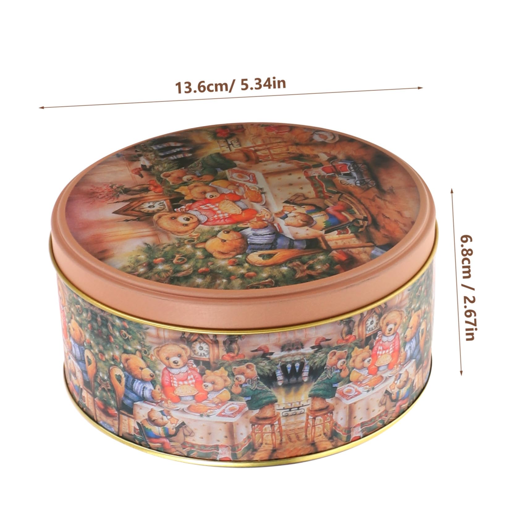 Amosfun 4pezzi Scatole Di Biscotti Natalizie in Lattine Rotonde Coperchio Per Regali Di Natale e Capodanno Design Orsetti Festivi