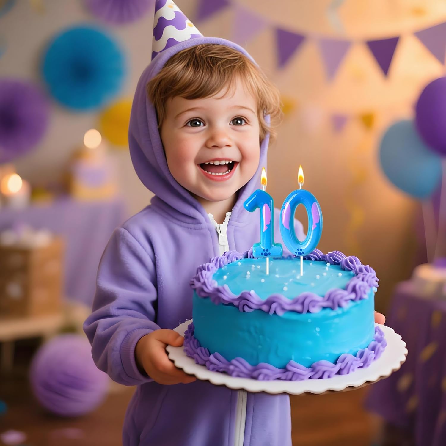 Cartoon Anime Theme Number Birthday Candle Blue Cartoon Birthday Party Cake Decorations for Boys Girls Supplies Party Decorations (Number 0) image 5