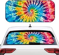 Vista 22 de Biyejit Parasol para ventana trasera de coche de vaca blanca y negra con ventosa, accesorios de automóvil con estampado de vaca, bloqueador solar
