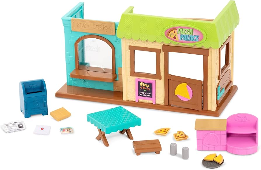 Amazon.com: Li'l Woodzeez – Post 'n Pizza Shop Dollhouse Playset