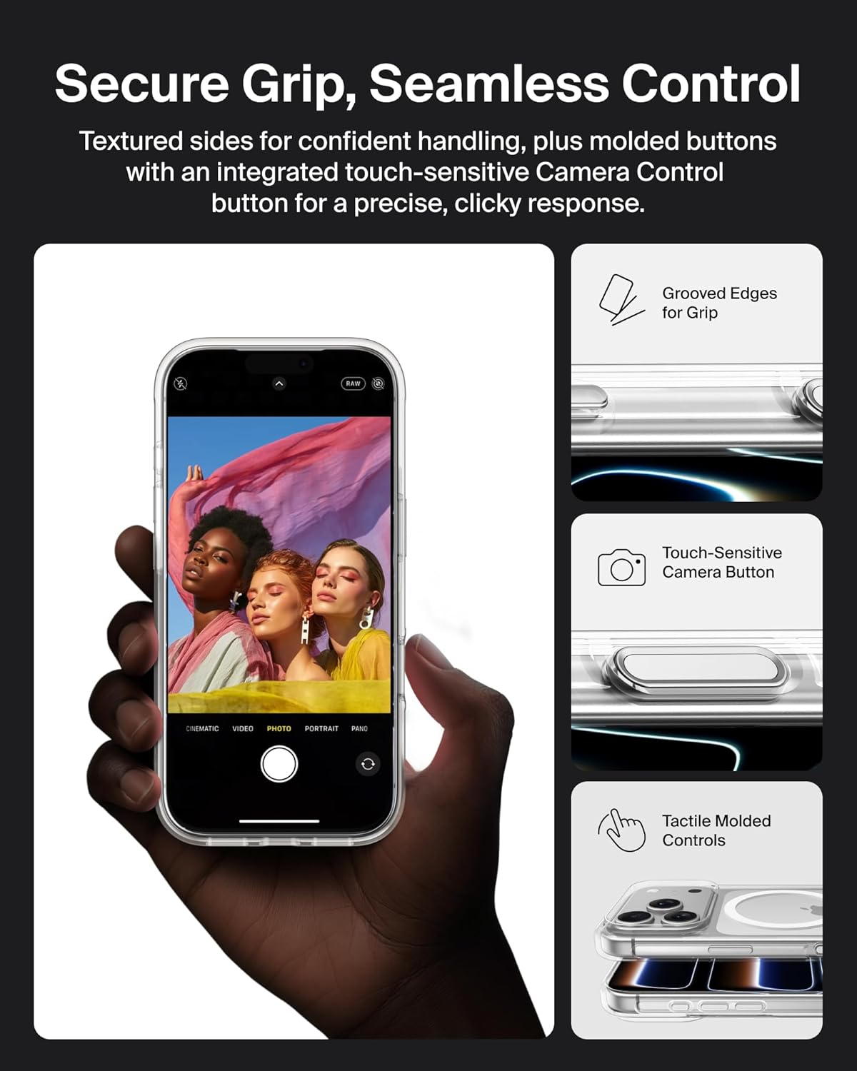 Belkin for iPhone 17 Pro Case, Clear, MagSafe Compatible w/Anti-Scratch & Anti-Yellowing Treated Coating, Touch Sensitive Camera Control - Military Grade, Slim Design, Shockproof, Protective - Image 7