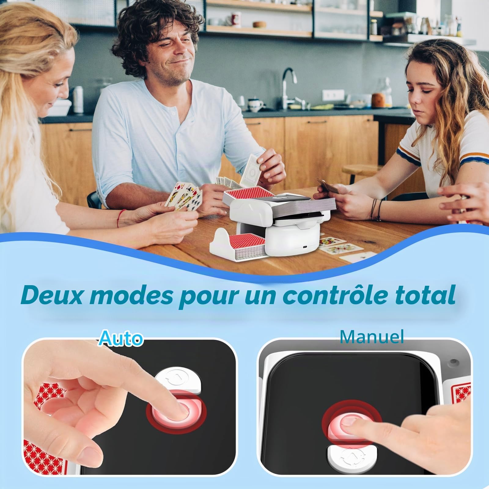 MéLangeur Cartes 2-en-1 Automatique/Manuel, Rechargeable USB | MéLangeur Intelligent Portable Adapté Parties De Poker, Blackjack Et Texas Hold'Em En Famille Et SoiréEs