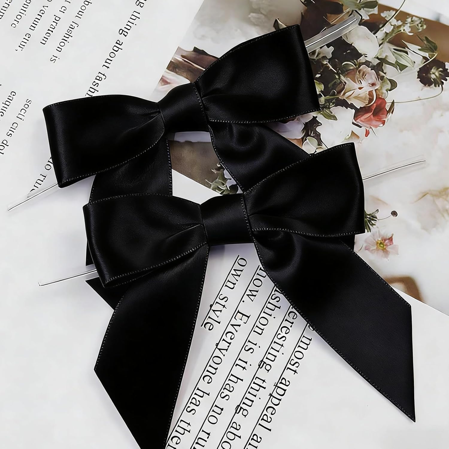 100 PCS Satin Ribbon Black Bow Decor, 2.5-inch Prefabricated Black Twisted Bow Used for Gift Packaging, Used for Gift Packages Wedding Decorations - Image 4