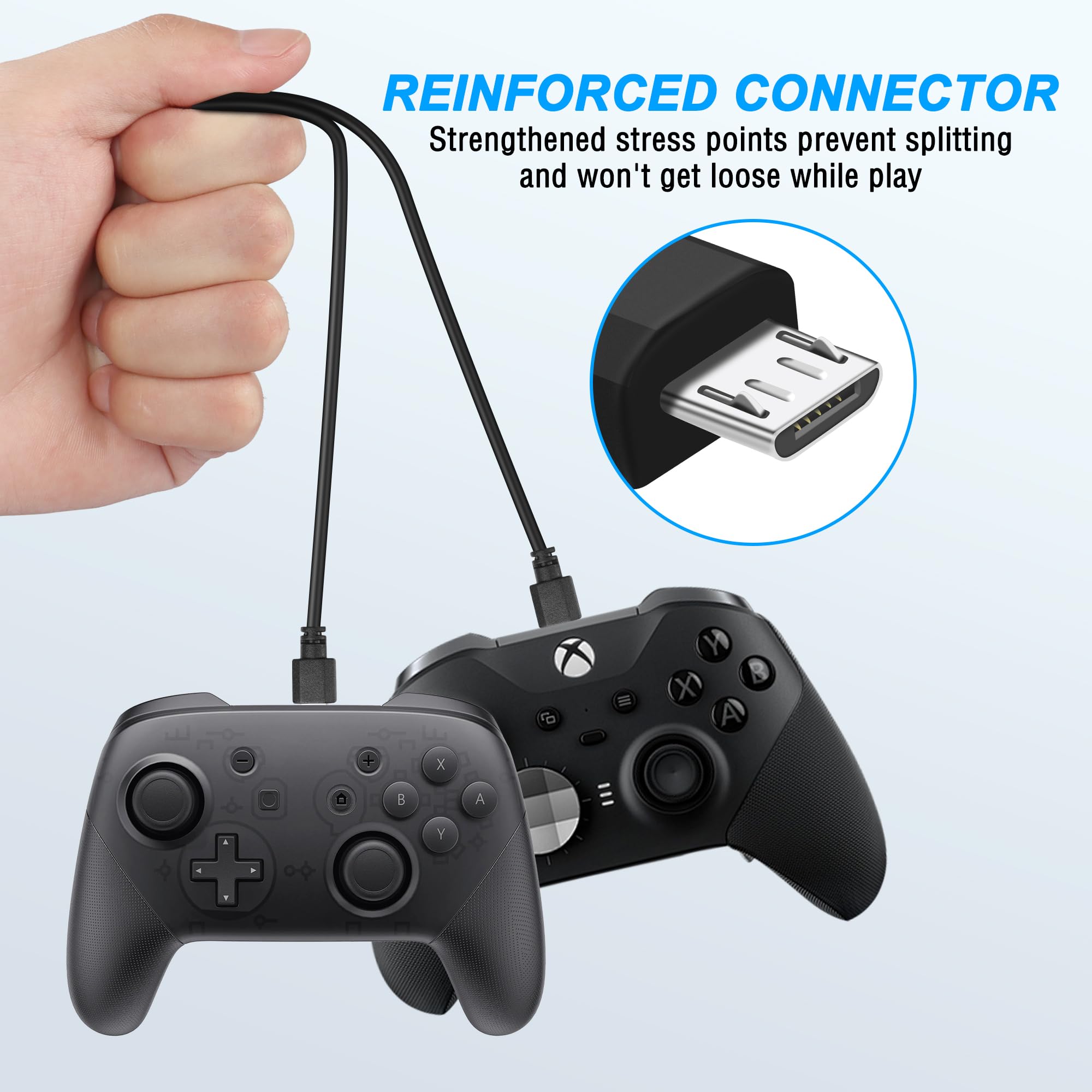 MEIRIYFA - Cable de carga para mando PS4, micro USB, alta velocidad, sincronización de datos, para PS4, PS4, Slim/Pro, PS Vita, Xbox One/One S, 1,5 m