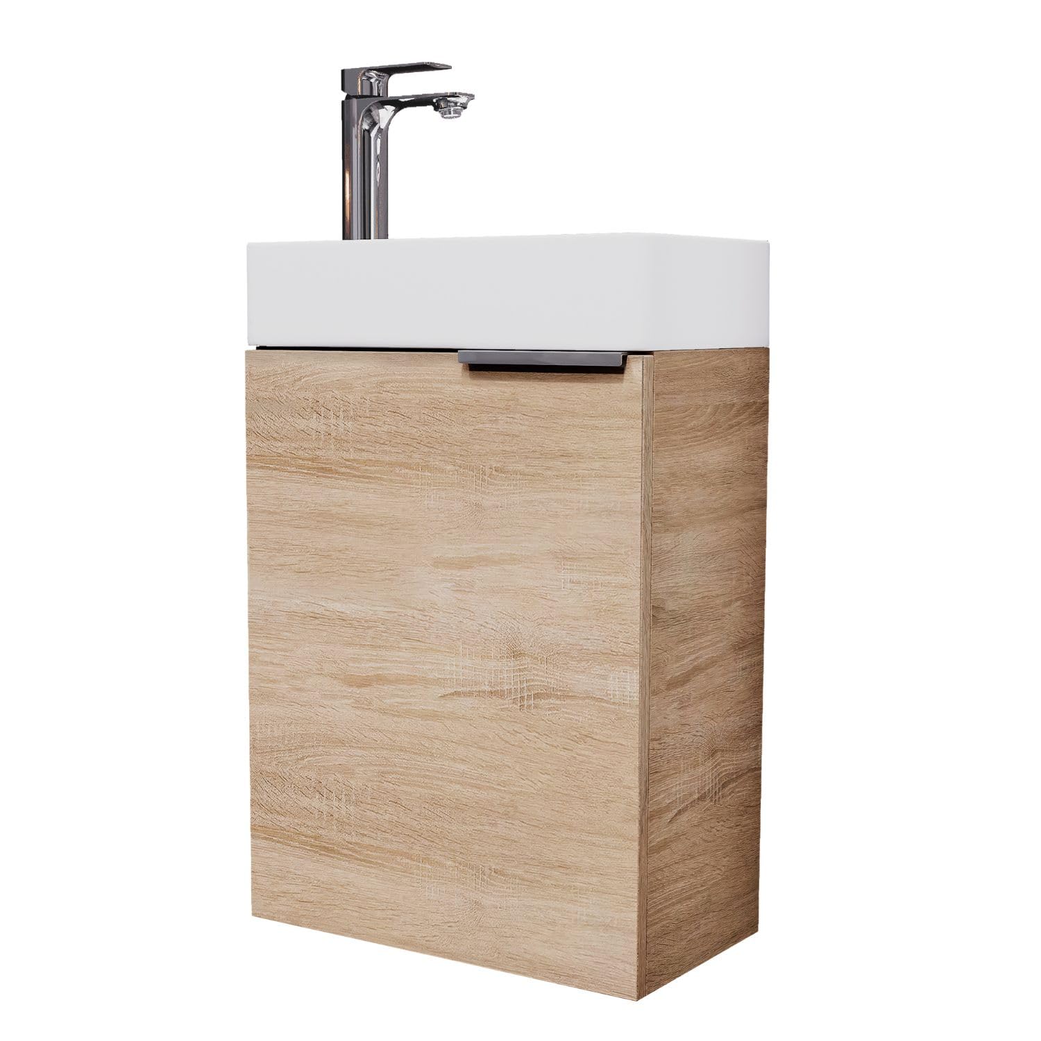 Planetmöbel Meuble sous lavabo 40 cm, Meuble Salle de Bain avec Vasque pour Petites salles de Bains, WC invités, chêne Sonoma