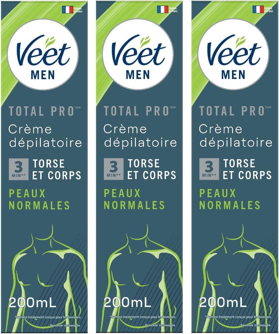 Veet Men - Krem do depilacji dla mężczyzn - Skóra normalna - 200 ml - Zestaw 3 szt