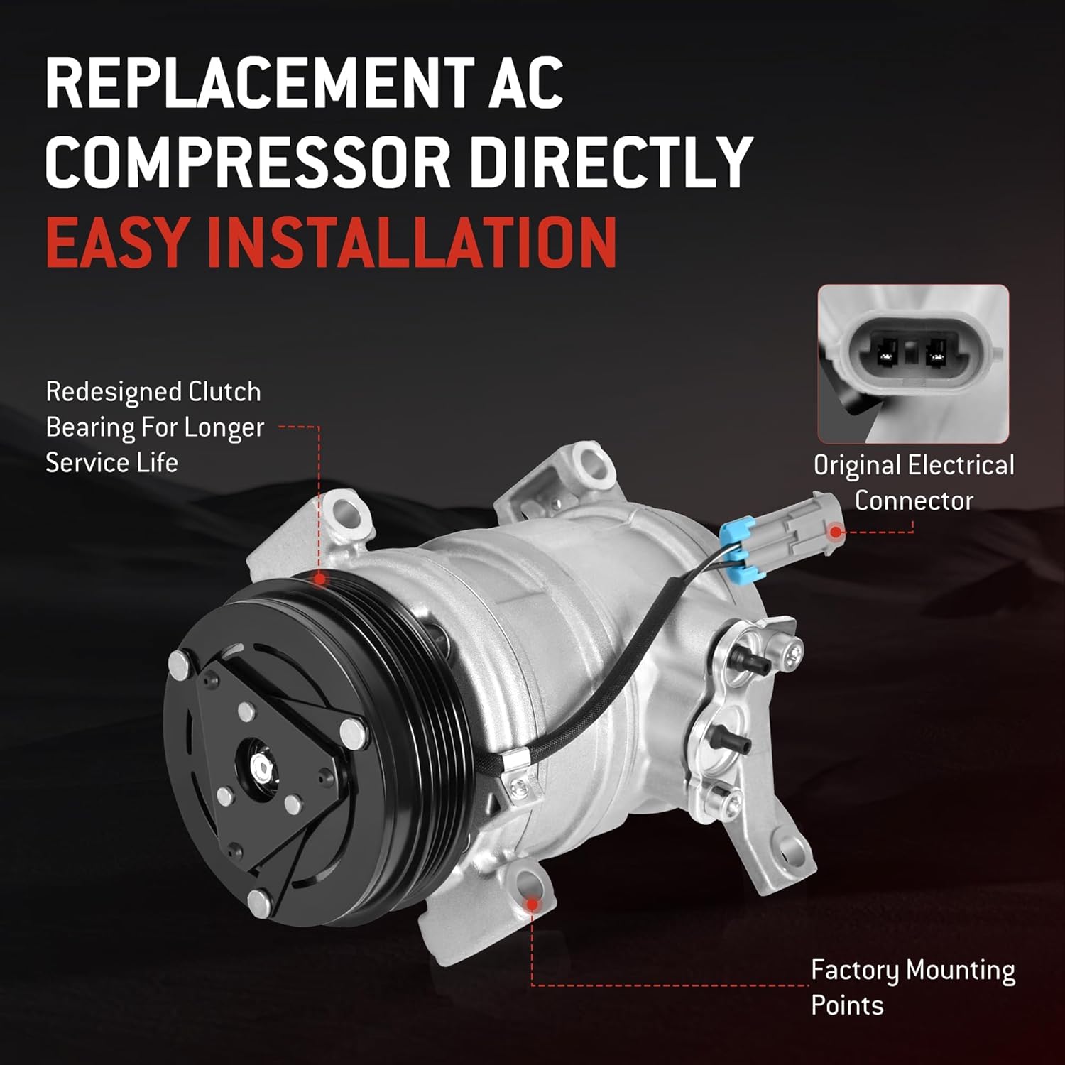 HYR AC Compressor with Clutch Fit for 2000-2013 Chevy Silverado Suburban 1500 2500 Tahoe, GMC Sierra Yukon XL Savana 1500 2500 3500 & Cadillac Escalade EXT, # CO 29002C Air Conditioning Compressor