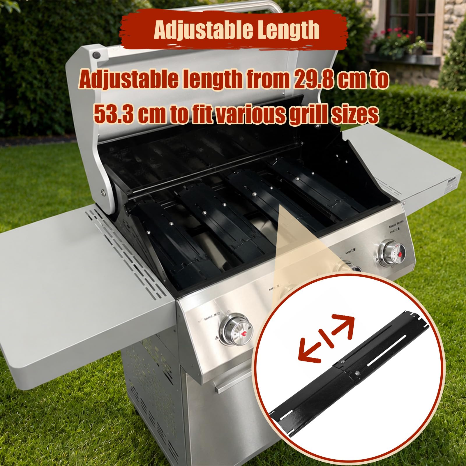 Denmay Regolabile Barre Flavorizer per Griglia Barbecue a Gas 29,85-53,34CM Acciaio Porcellana Smaltata 3 Pezzi