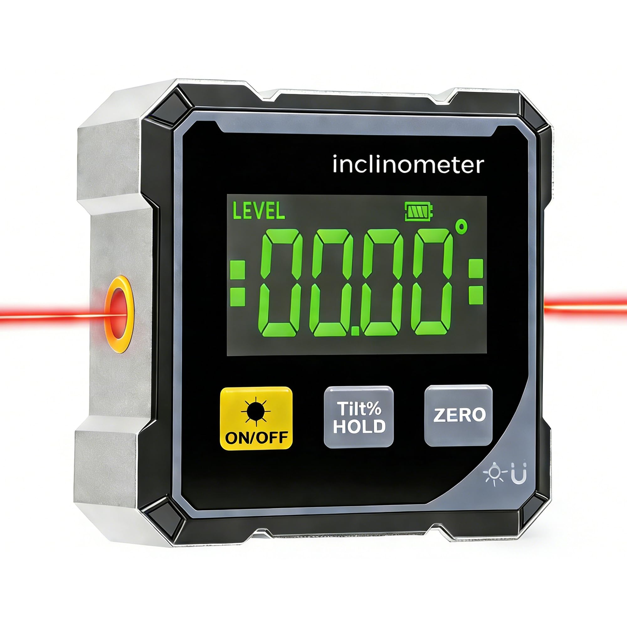 Magnetic Digital Angle Finder con Laser Elettronico, Livella Digitale, Inclinometro Digitale Ricaricabile, Goniometro Digitale con 4 Lati Magnetici, Inclinometro a 360 °, LCD Retroilluminato