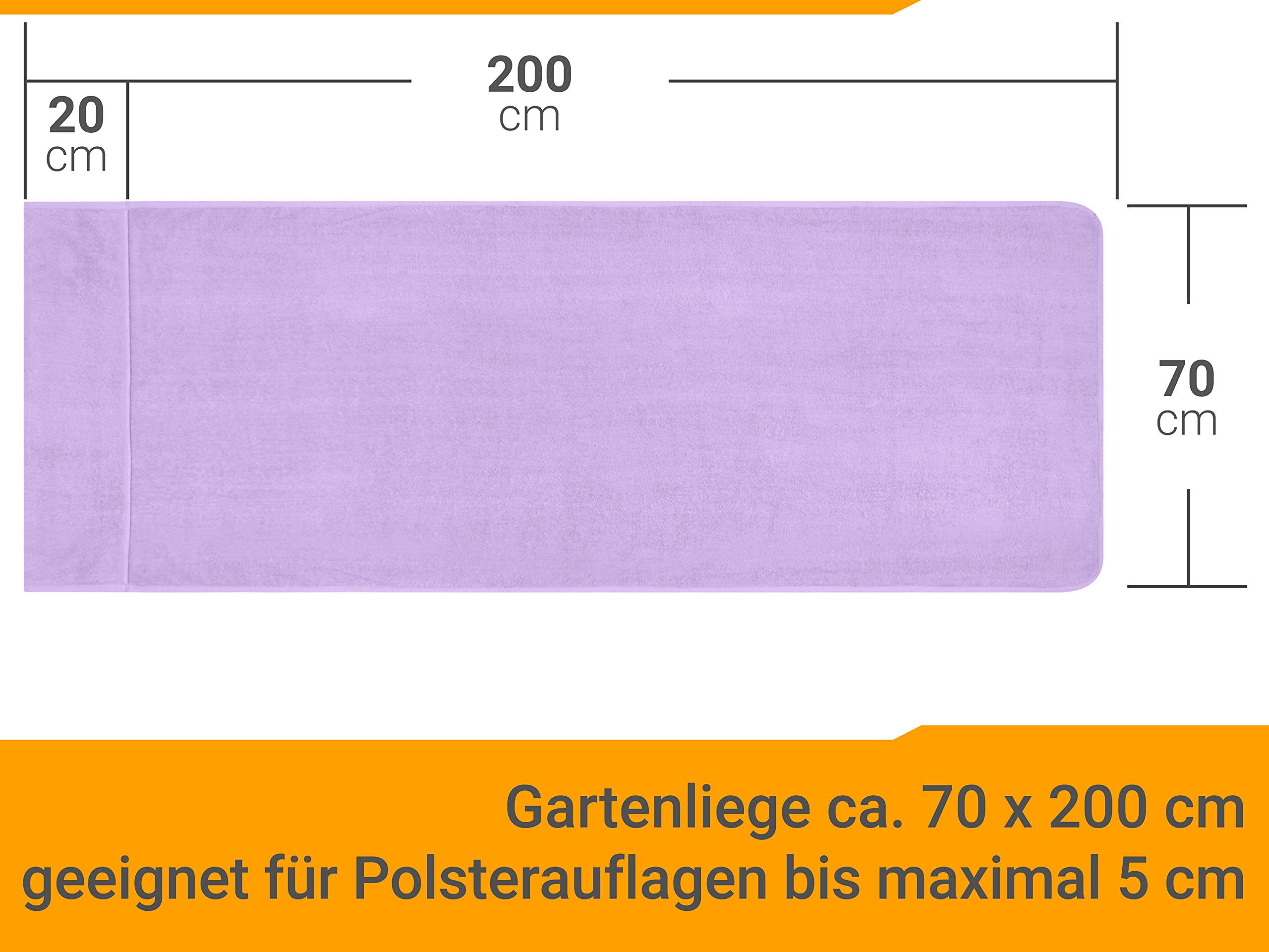 npluseins 1594.2319 - Set di 2 cuscini per lettino prendisole e sdraio da giardino, 70 x 200 cm, colore: lilla