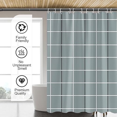 Miniatura 221 de Cortina de ducha de tela blanca con contrapeso inferior, calidad de hotel impermeable, 72 x 72 pulgadas, lavable a máquina B-blanco,Beige