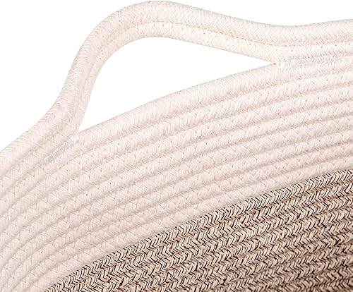 Miniatura 3 de Laughbird Baskes - Cubos altos de almacenamiento de ropa, cesta organizadora de ropa de cuerda de algodón, manta grande con asas para juguetes,