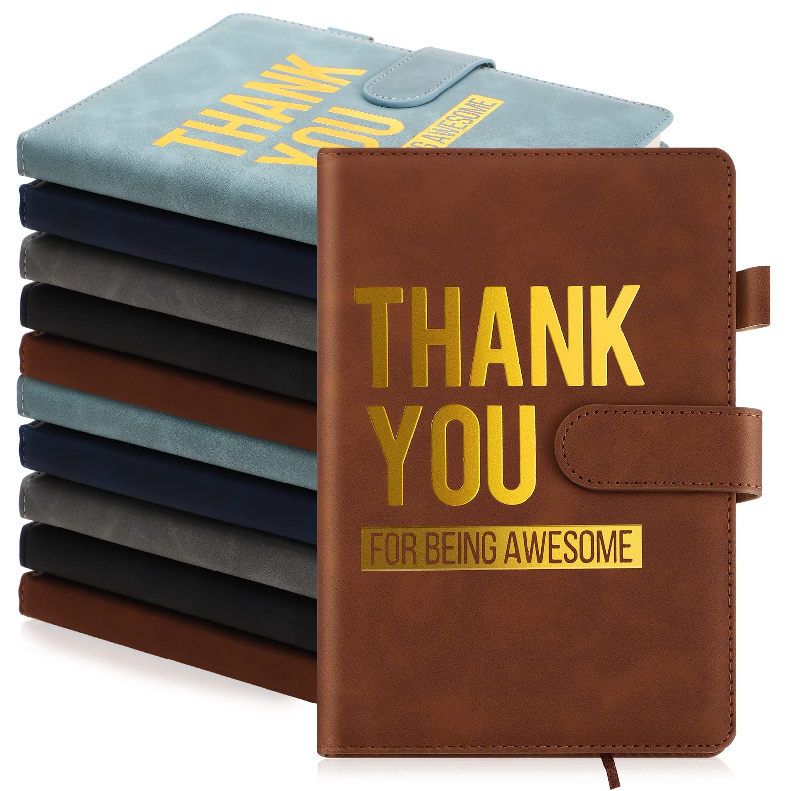 Carnet de notes en cuir A5 élégant, lot de 10 calepins avec message de gratitude pour bénévole
