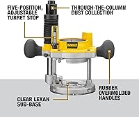 Vista 4 de DEWALT Enrutador, Kit de base fija / arrugado, velocidad variable, inicio suave, 2-1 / 4-HP (DW618PKB)