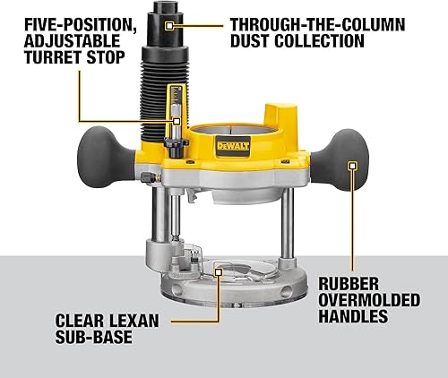 Miniatura 4 de DEWALT Enrutador Kit de base fija  arrugado velocidad variable inicio suave 2-1  4-HP DW618PKB