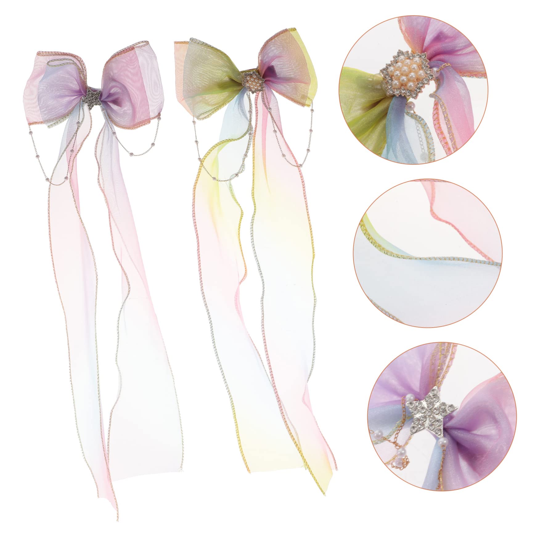 MAGICLULU 10 Piezas Horquilla De Lazo Brillo Colorido Lazos Para El Cabello De Niña Accesorios Para El Cabello De Boda Accesorios Para El Cabello De Niñas Tela Emitir Tarjeta Bebé