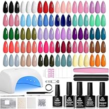 Beetles Gel Nail Polish Kit with U V Light -54 Pcs Gel Nail Kit Four Seasons Glow 32 Colors Set with Base Matte & Glossy Top Coat Soak Off Home Salon DIY Manicure Christmas Gifts for Women Teen Girls
