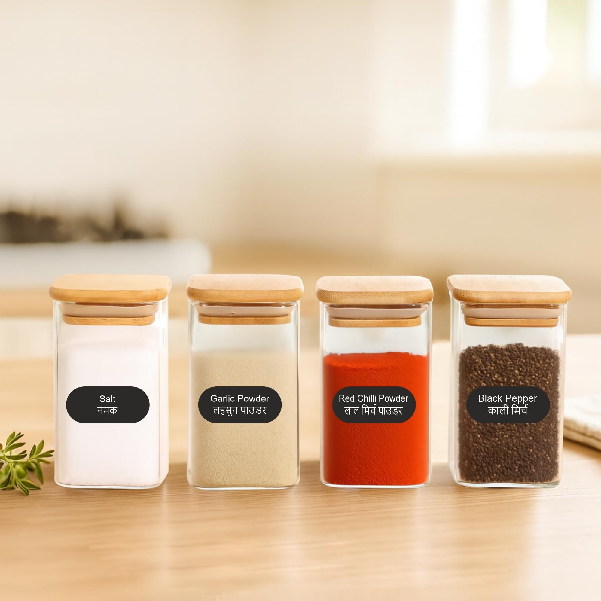 KRIREEN Kitchen Stickers Book Pre-Printed Containers Waterproof Jar Label Hindi + English Masala, Spice, Pulses, Flour, Stickers for Kitchen Containers 5 Sheets, Self- Adhesive Sticker. 1