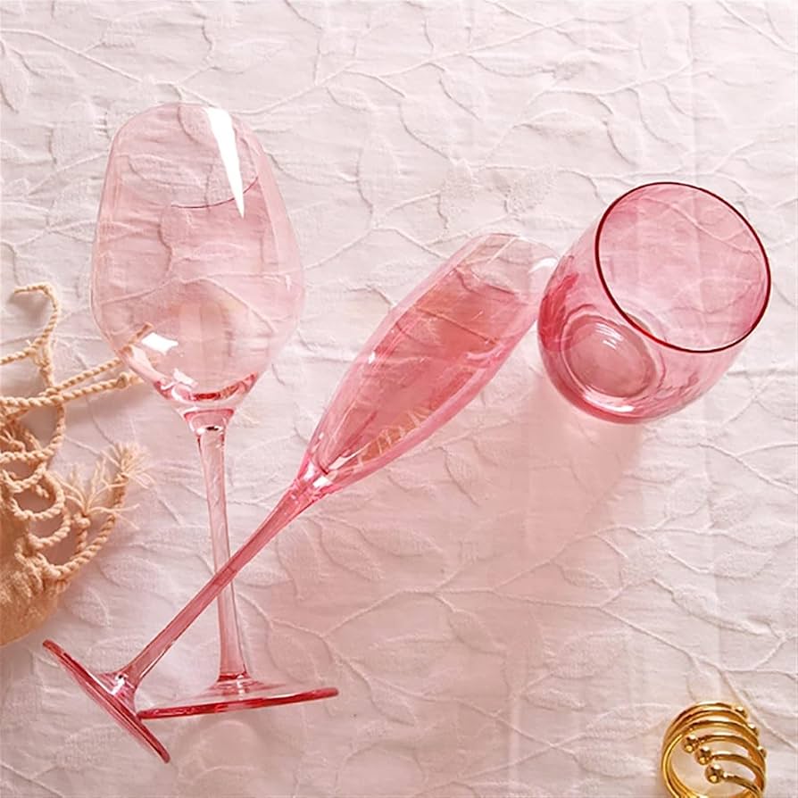 Amazon | ゴブレットグラス ピンク赤ワイングラス 家庭用 背の高い