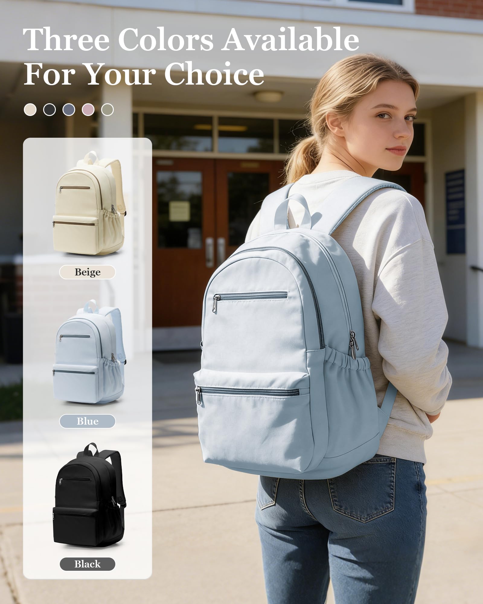 Zaino leggero per la scuola, per ragazzi, ragazze, adolescenti, studenti universitari, bambini, zaino da viaggio per computer portatile da 15,6/16 pollici, zaino casual, borsa da lavoro per