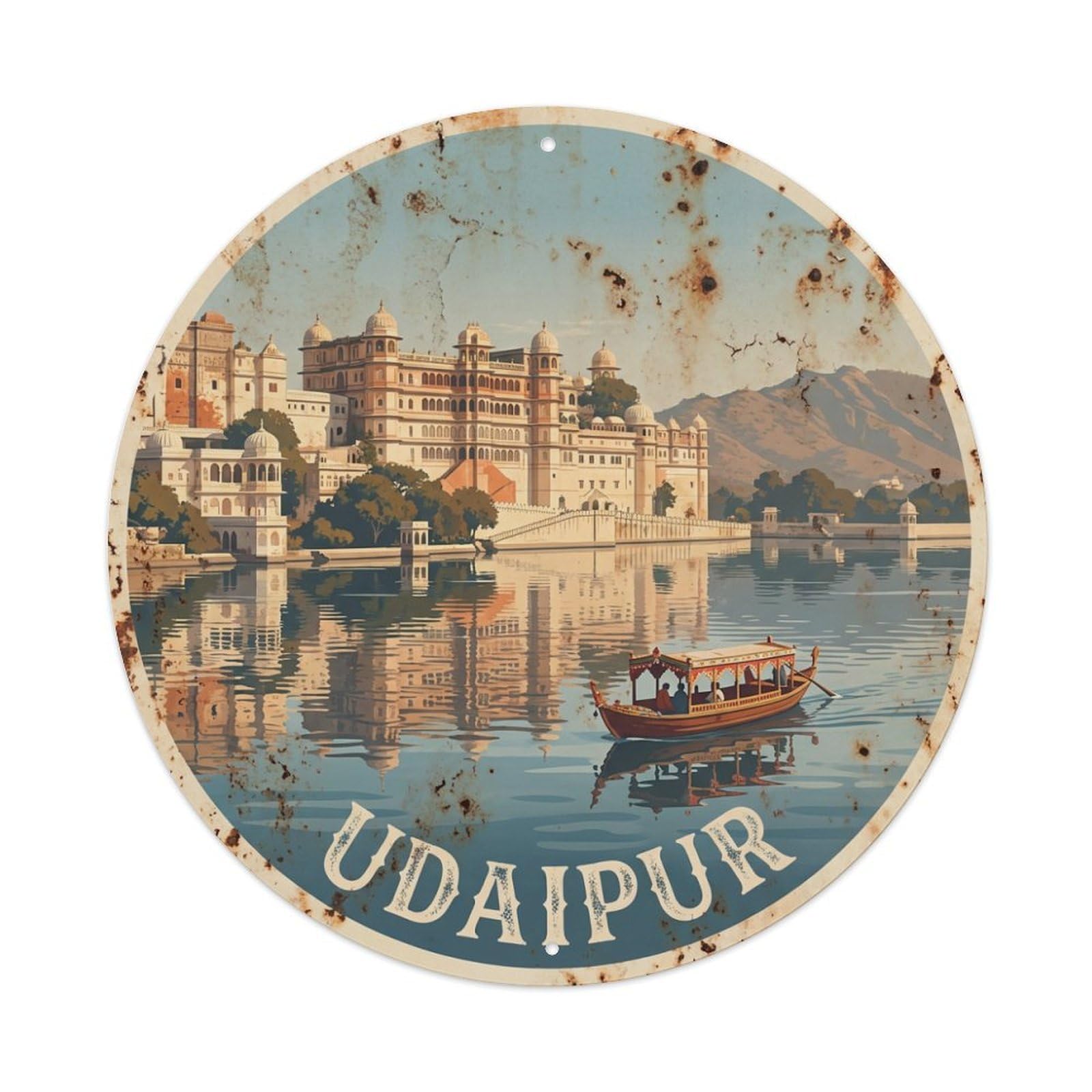 Vintage India Travel Udaipur Metal Tin Sign