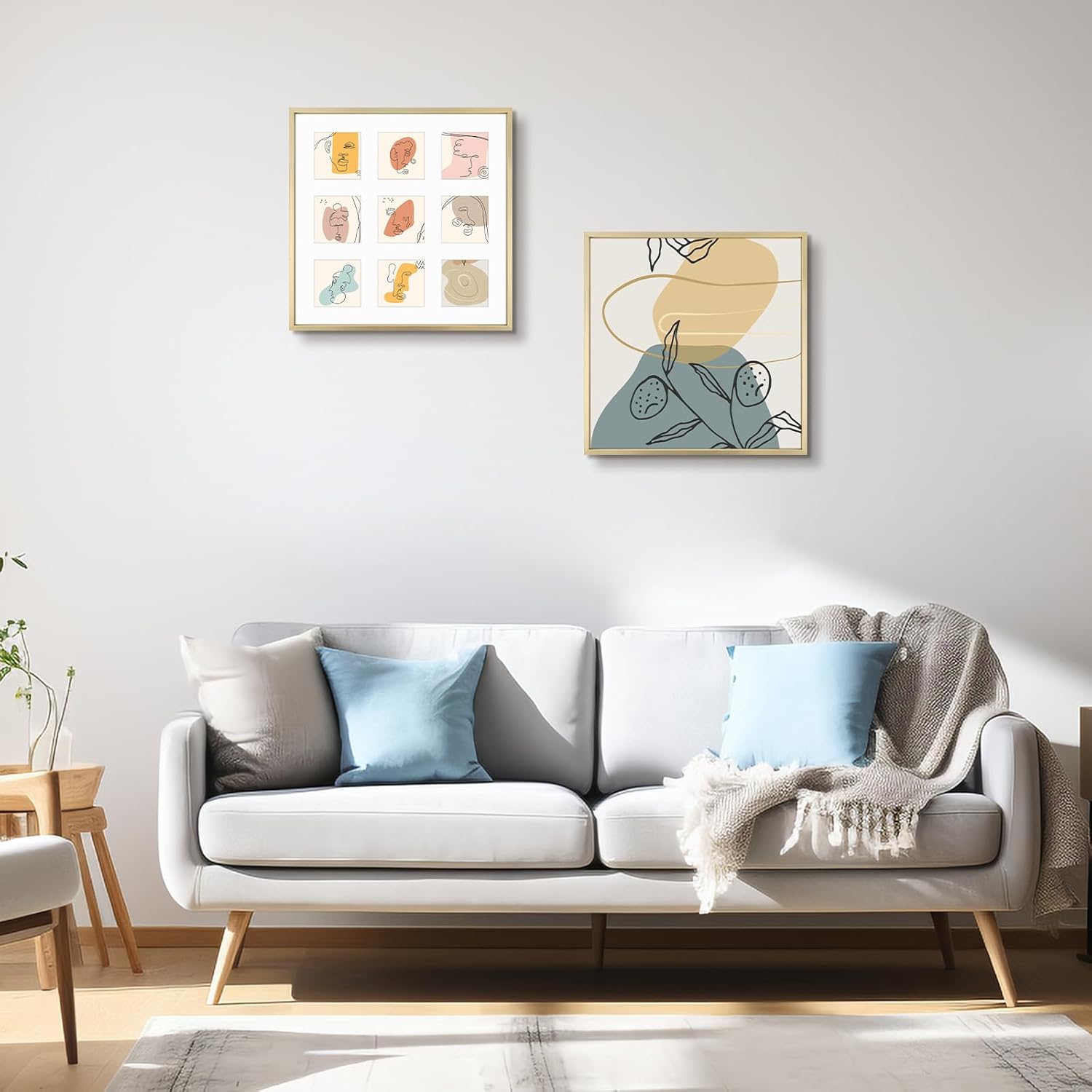 Golden State Art, 4x4 Aluminum Collage Frame, Displays 4 x 4 Pictures With 9 Openings Mat or One 16x16 Photo, Real Glass, Wall Display, Gold, 1 Pack