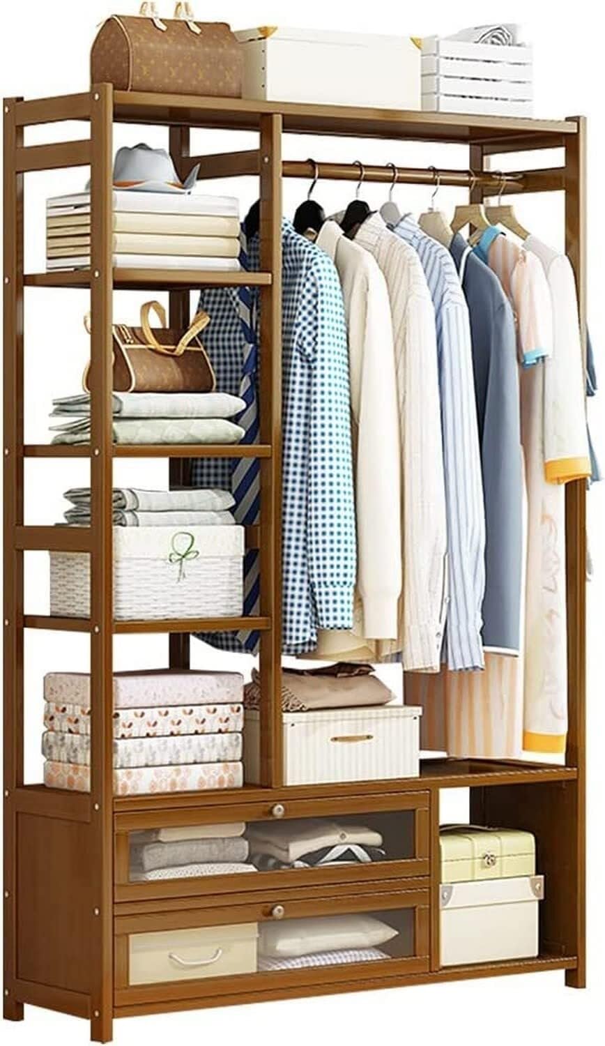 Armoire ouverte en bois massif de qualité supérieure pour cintres