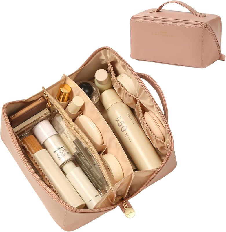 Omeily Nécessaire de Viagem para Maquiagem e Produtos de Higiene C-Pink, com Compartimentos, Modelo 8003-Pink