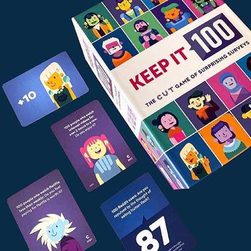 Miniatura 6 de Keep It 100: The Card Game by Cut | Encuestas sorprendentes y adivinanzas intuitivas | Juego de cartas para familiares, amigos, fiestas y noche de