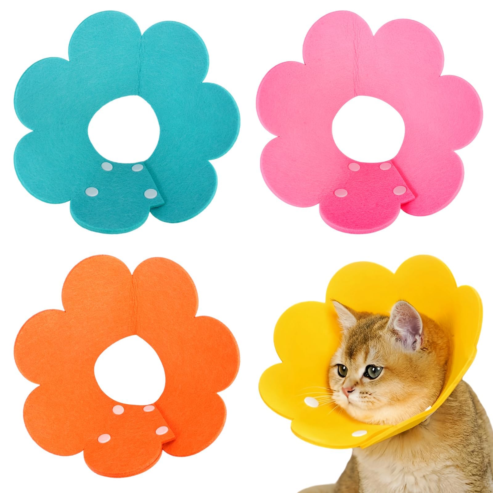 4 Pcs Soft Cat Protective Collar, Adjustable Felt Cone for Cats Small Dogs