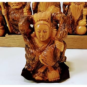 木製　置物　七福神 木彫り 七福神 台付きセット 置物 桧製 : 仏像と縁起物の専門店