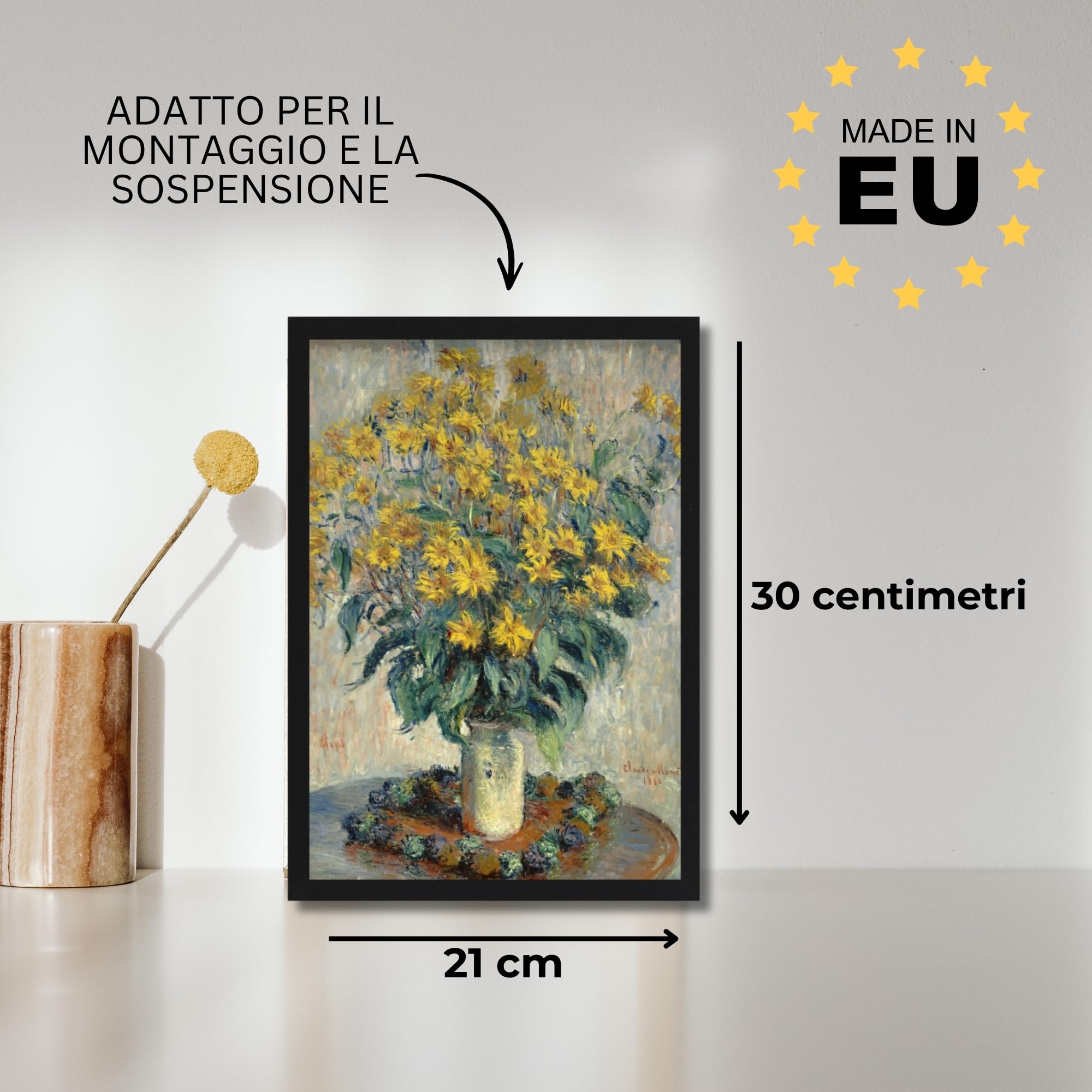 Cornice portafoto A4, 21 x 30 cm, in legno MDF bianco, cornice per poster, vetro acrilico infrangibile, da appendere e appoggiare, per foto, immagini e poster