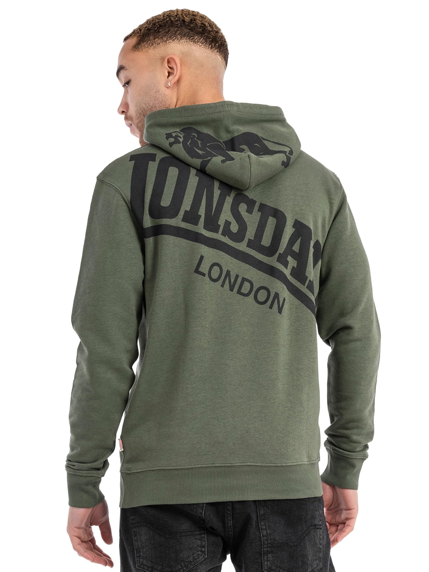 Lonsdale London MAYWICK Hombre Sudadera con Capucha Aceituna Regular