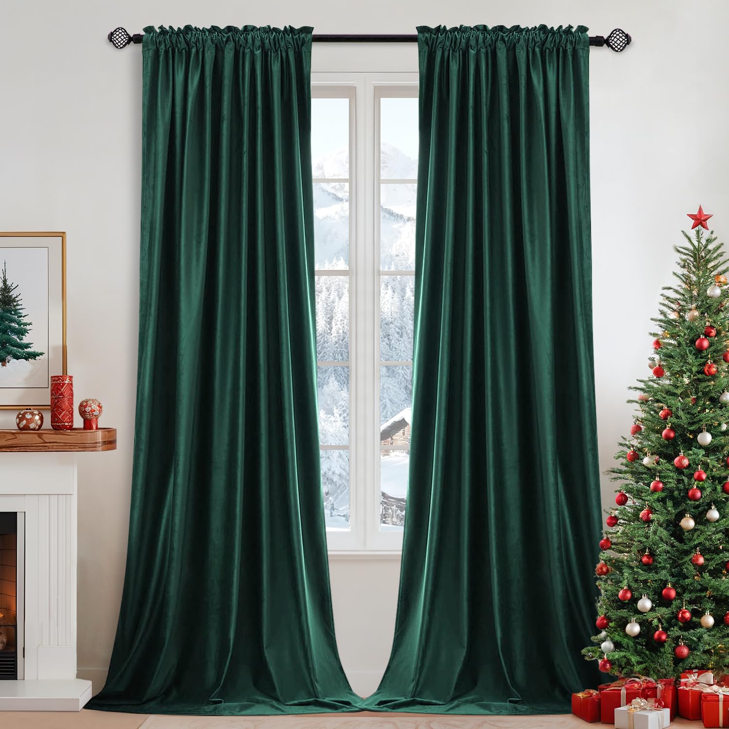 MIULEE Dark Green Blackout Velvet Curtains Drapes 84 Inch Long 52"x84"