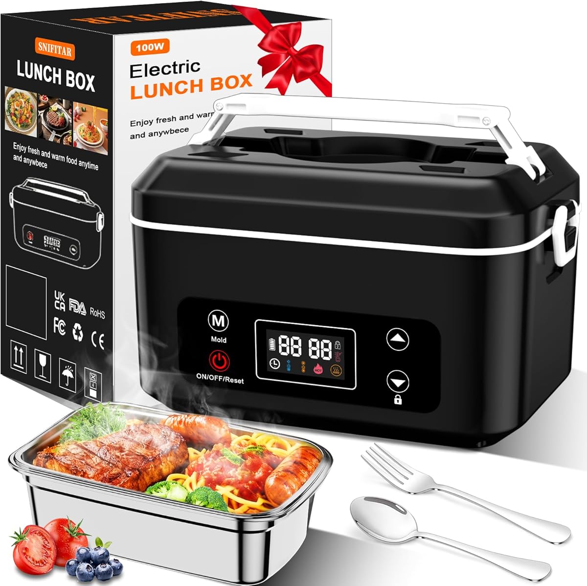 Cordless Electric Heated Lunch Box,Pro 24000mah Heated Lunch Box,Battery Powered, 1.2L Portable Food Heater-3D-5 Side Heating-Intelligent Temperature Control,Suitable For Trucks,Offices,Travel