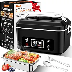 Cordless Electric Heated Lunch Box,Pro 24000mah Heated Lunch Box,Battery Powered, 1.2L Portable Food Heater-3D-5 Side Heating-Intelligent Temperature Control,Suitable For Trucks,Offices,Travel